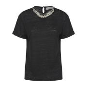 Zimmermann Svart Crush Embellished Tee Shirt Black, Dam