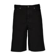 Off White Straight Fit Denim Shorts Black, Herr