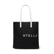 Stella McCartney Canvas Logo Print Moon Charm Väska Black, Dam