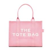 Marc Jacobs Rosa Canvas Logo Print Tote Väska Pink, Dam