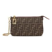 Fendi Brun Jacquard Axelväska Brown, Dam