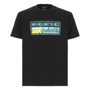 Dsquared2 Svart Bomull T-shirt med Logotyptryck Black, Herr