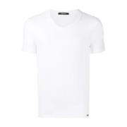 Tom Ford V Hals Bomull Stretch T Shirt White, Herr