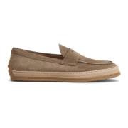 Tod's Bruna Mocka Penny Loafers med Gummi Pebble-detaljer Beige, Herr