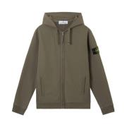 Stone Island Brun hel dragkedja huva borstad bomull Green, Herr