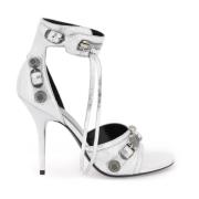 Balenciaga Arena Leather Cagole Sandals Gray, Dam