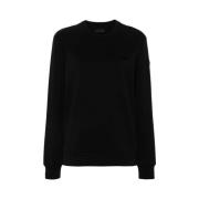 Moncler Svart Logo Plaque Sweatshirt Jersey Textur Black, Dam