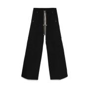 Rick Owens Svarta elastiska dragsko byxor Black, Herr