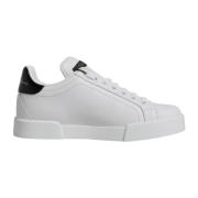 Dolce & Gabbana Vit Svart Läder Låga Sneakers White, Dam