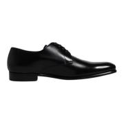 Dolce & Gabbana Svart Läder Snörning Derby Skor Black, Herr