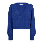 Co'Couture Blå Pointelle Cardigan Tröja Blue, Dam