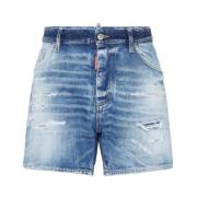 Dsquared2 Marinblå Sliten Denim Shorts Blue, Herr