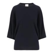 Allude Svart Ull Cashmere Crew Neck Tröja Black, Dam