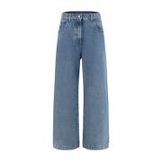 The Attico Dubbellager bomullsjeans med shorts Blue, Dam