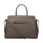 Tory Burch Pebbled Large Satchel Wild Mushroom Brown, Dam