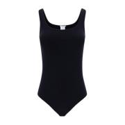 Wolford Monokrom Ärmlös Bodysuit med Snap Stängning Black, Dam