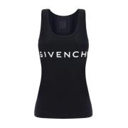 Givenchy Monogramtryck Bomull Crew Neck Topp Black, Dam