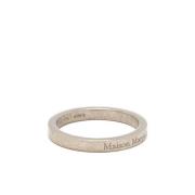 Maison Margiela Silver Metallisk Graverat Logotyp Tunt Band Gray, Herr