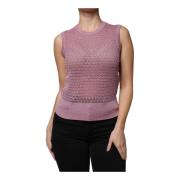 Dolce & Gabbana Rosa Mesh Ärmlös Tank Top Pink, Dam