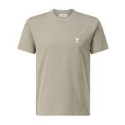 Ami Paris Logo T-shirt, Klassisk Bomull Tee Beige, Herr