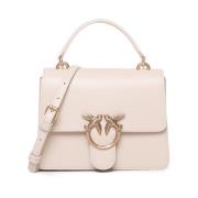 Pinko Vit Love-väska med Diamantspänne Beige, Dam