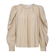 Co'Couture Elegant Veckad Blus i Puder Beige, Dam