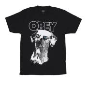 Obey Svart Dalmation Tee med Screen Print Black, Herr