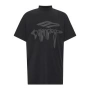 Balenciaga Vintage Jersey Distressed Svart T-shirt Black, Herr