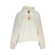 Calvin Klein Vit Fleece Hoodie med Stil White, Dam