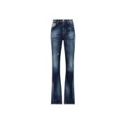 Roberto Cavalli Patchwork Straight-Leg Jeans med djurtryck Blue, Dam