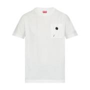 Kenzo Vit Crew Neck Bröstficka T-shirt White, Dam