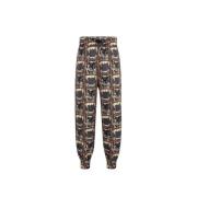 Roberto Cavalli Pantertryck Sweatpants med Tiger Tooth Hardware Black,...