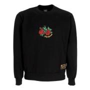 Propaganda Svart Crewneck Tröja Broderad Bomull Black, Herr