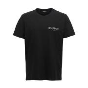 Balmain Svart Bomull T-shirt med Logotyp Black, Herr