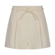 Zimmermann Vit Linne Tuck Kort Byxor Beige, Dam