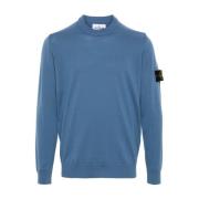 Stone Island Finstickad tröja med kompasspatch Blue, Herr