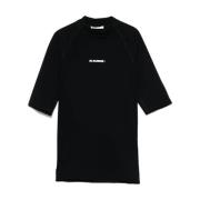 Jil Sander Svart Mock Neck Raglan Ärm Topp Black, Herr