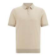 Boggi Milano Stickad polotröja i merinoull Beige, Herr