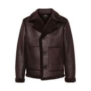 A.p.c. Chokladbrun Faux Läder Shearling Jacka Brown, Herr