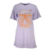 Cavalli Class Kortärmad T-shirt med Logotryck Purple, Dam