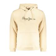 Pepe Jeans Beige bomullsweatshirt med huva och brodyr Beige, Herr