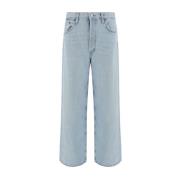 Agolde Baggy Bomullsjeans med Knappstängning Blue, Dam