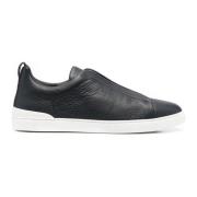 Ermenegildo Zegna Läder Triple Stitch Sneakers Blue, Herr