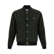 Maison Kitsuné Corduroy Teddy Jacka Snap Button Stängning Green, Herr