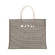 Marni Raffia Tote handväska med tygrem Gray, Herr