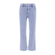 Tory Burch Boot-Cut Jeans med Broderad Logga Blue, Dam