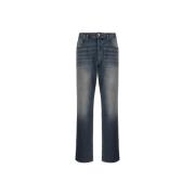 Diesel Vintage Slitage-Effekt Jeans med Läder Patch Blue, Herr