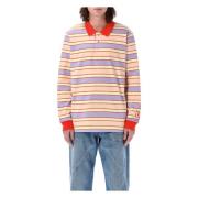 JW Anderson Randig Polo Top Pink Multi Multicolor, Herr