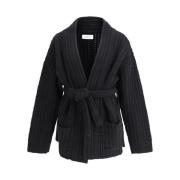 Laneus Knuten Sash Ull Cardigan med Fickor Black, Herr