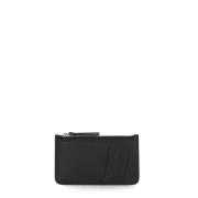 Maison Margiela Svart läderkorthållare dragkedja plånbok Black, Unisex